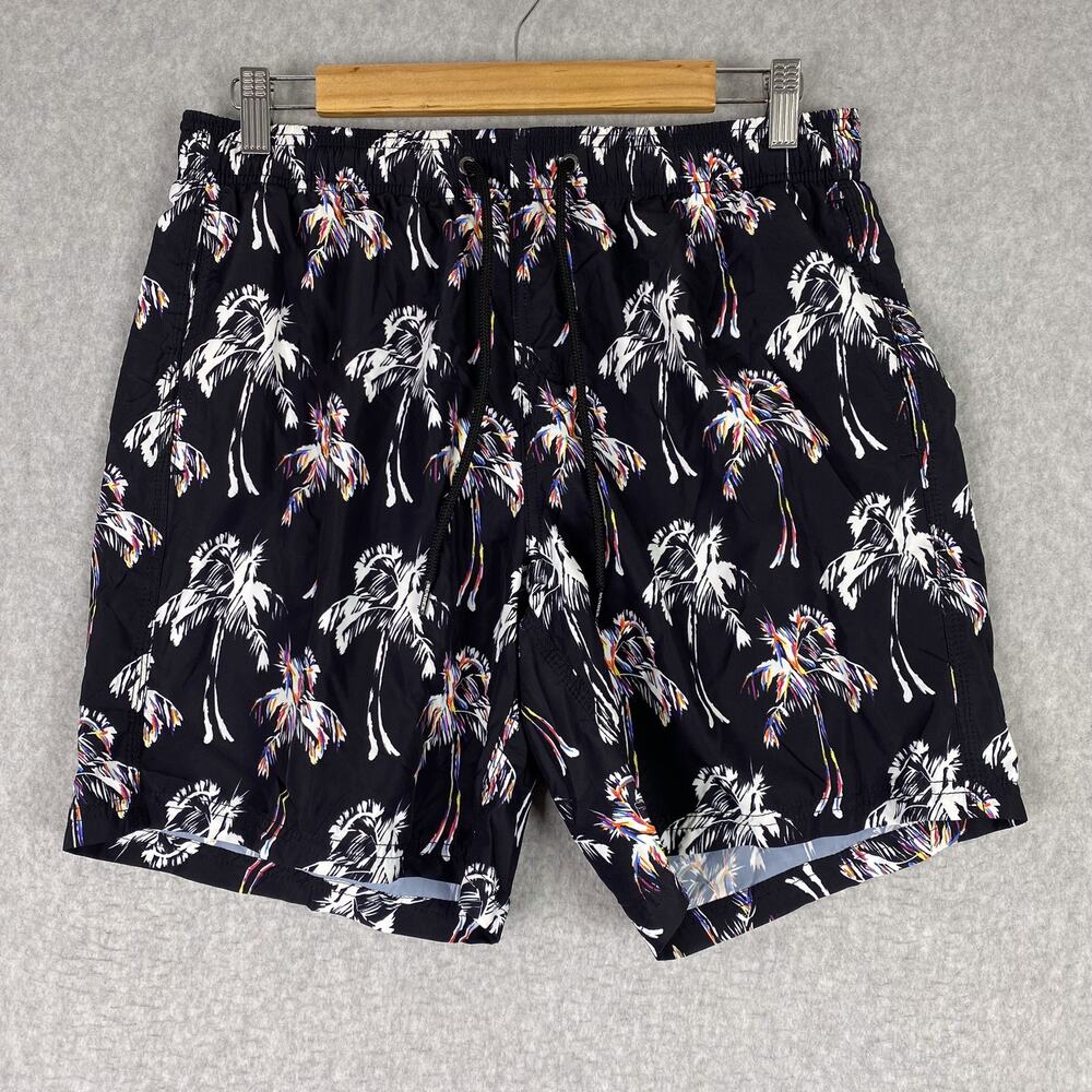 Sundek Shorts Mens M Funky Palm Print Elastic Waist Swim Shorts All Over Print